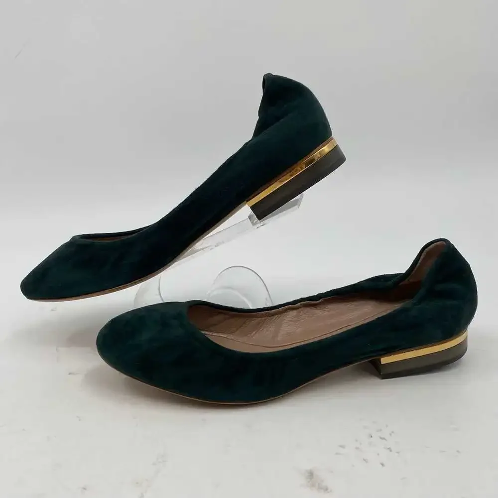 Chloe Green Gold Camoscio Suede Flats | EU38 (7 US)